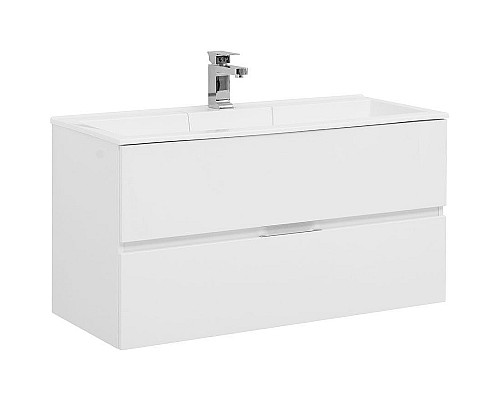 Тумба с раковиной Aquanet Алвита 100 238369 подвесная Белый глянец