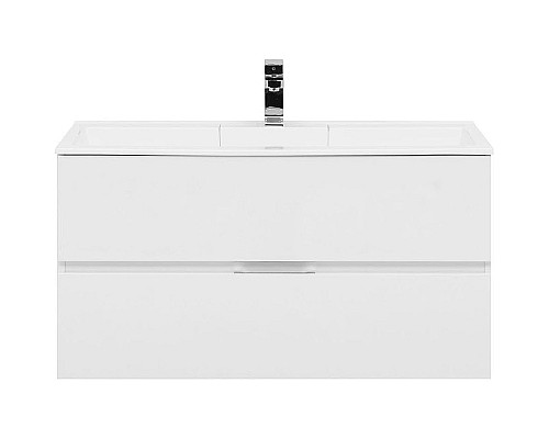 Тумба с раковиной Aquanet Алвита 100 238369 подвесная Белый глянец