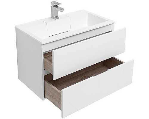 Тумба с раковиной Aquanet Алвита 80 238368 подвесная Белый глянец
