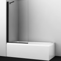 Шторка на ванну WasserKRAFT Berkel 80 48P01-80 BLACK Fixed профиль Черный стекло прозрачное