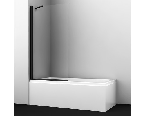 Шторка на ванну WasserKRAFT Berkel 80 48P01-80 BLACK Fixed профиль Черный стекло прозрачное