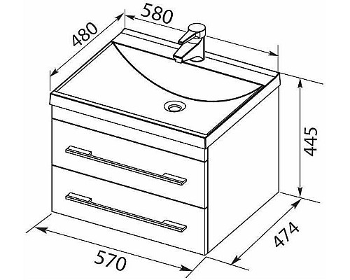 Тумба с раковиной Aquanet Верона 58 287669 подвесная Белая