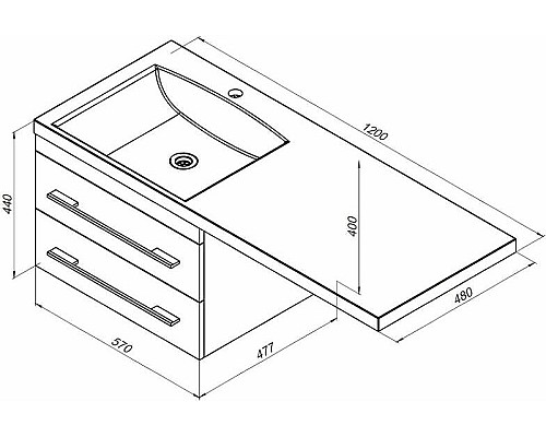 Тумба с раковиной Aquanet Нота 120 L 240160 подвесная Белая