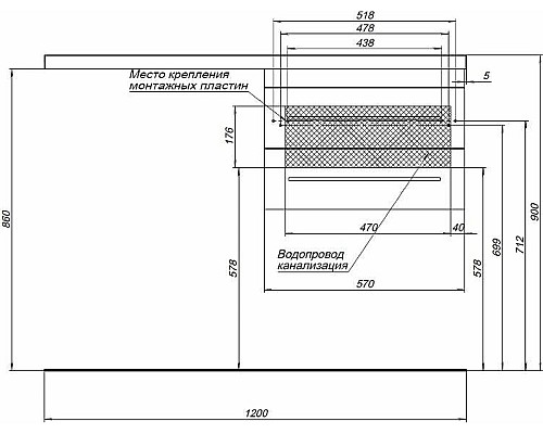 Тумба с раковиной Aquanet Нота 120 L 240160 подвесная Белая