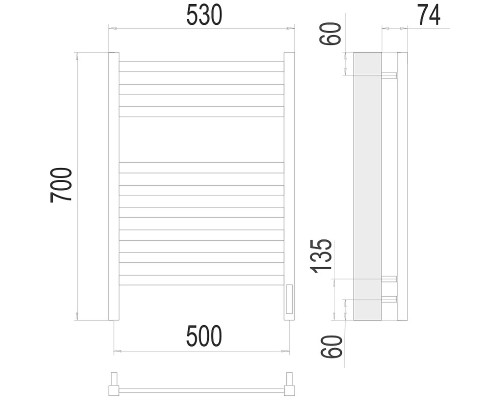 Электрический полотенцесушитель Terminus Енисей П9 500x700 R 4670078526281 Хром