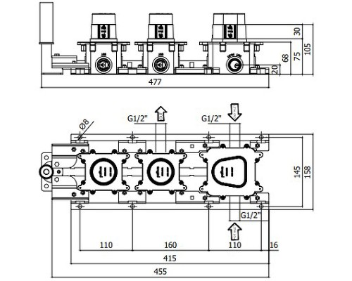 Скрытая часть для смесителя Paffoni Modular Box G 1/2