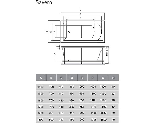 Акриловая ванна Vayer Savero 150x70 Гл000009893 без гидромассажа Акриловая ванна Vayer Savero 150x70 Гл000009893 без гидромассажа