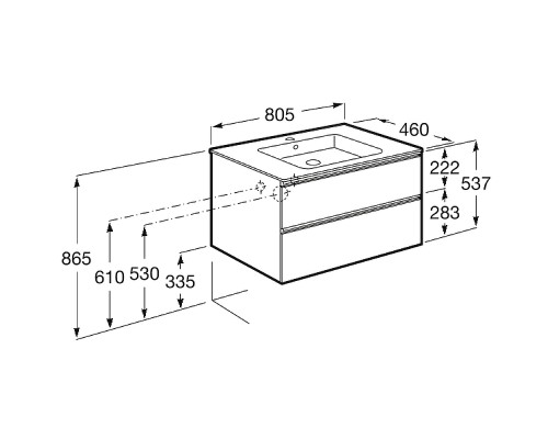 Тумба под раковину Roca The Gap 80 A857399806 подвесная Белый глянец