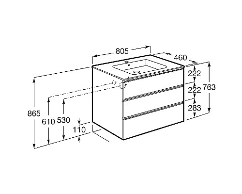 Тумба под раковину Roca The Gap 80 A857406806 подвесная Белый глянец