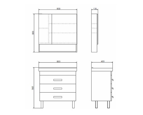 Зеркальный шкаф Comforty Никосия 80 00-00011198 Белый глянцевый