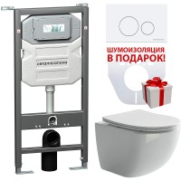 Комплект унитаза с инсталляцией Ceramicanova Forma с сиденьем Микролифт и Белой клавишей смыва