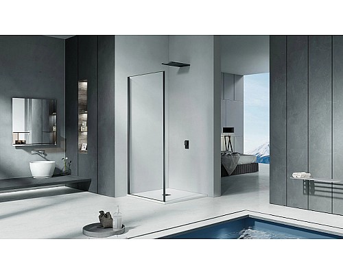 Душевая стенка Good Door Cofe SP-100-C-B 100 КФ00020 профиль Черный стекло прозрачное