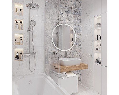 Зеркало STWORKI Мальмё 77 LED-00002461 с подсветкой с сенсорным выключателем