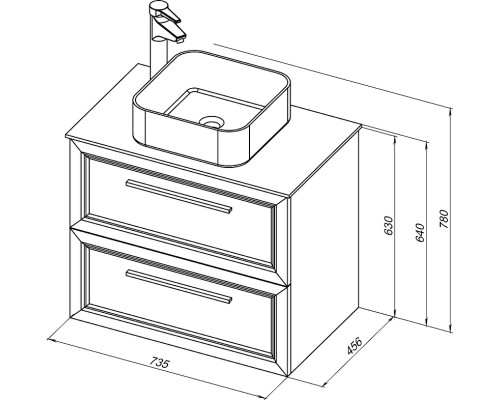 Тумба с раковиной STWORKI Эстерсунд 75 460021 подвесная Белая матовая Монте тиберио