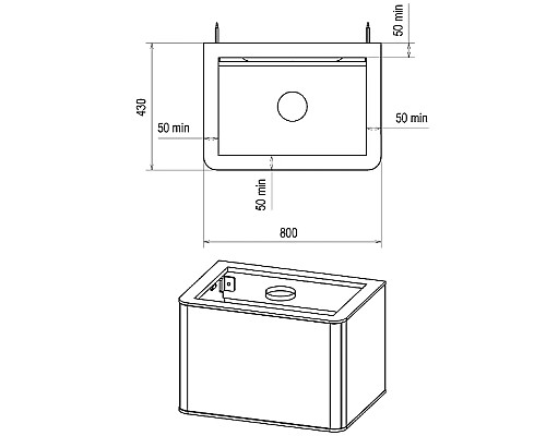 Комплект мебели для ванной STWORKI Ноттвиль 80 414407 подвесной Белый матовый
