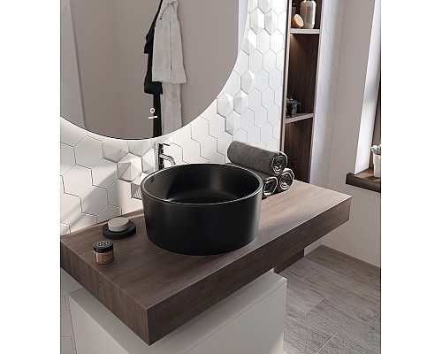 Тумба с раковиной STWORKI Ольборг 100 481933 подвесная Белая матовая Дуб карпентер