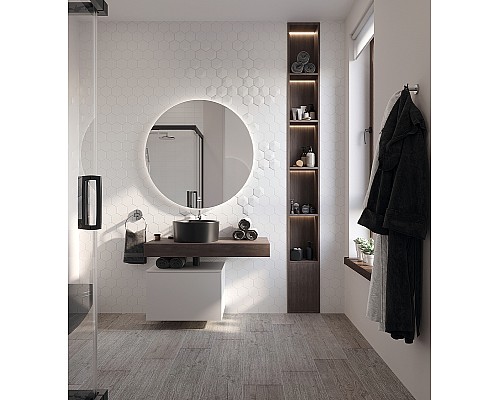 Тумба с раковиной STWORKI Ольборг 100 481933 подвесная Белая матовая Дуб карпентер