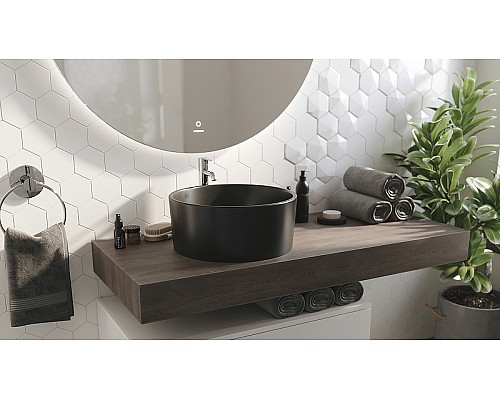 Тумба с раковиной STWORKI Ольборг 120 481989 подвесная Белая матовая Дуб карпентер