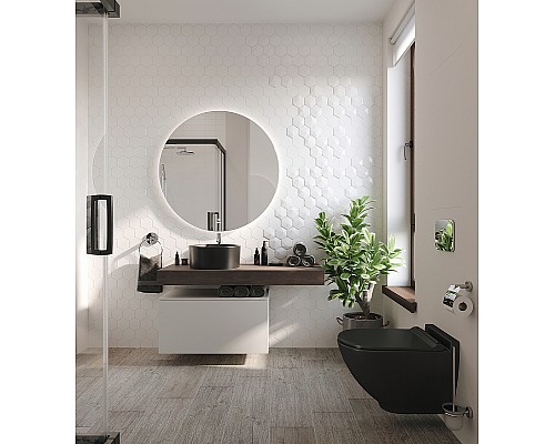 Тумба с раковиной STWORKI Ольборг 120 481989 подвесная Белая матовая Дуб карпентер