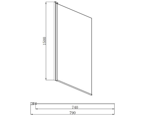 Шторка на ванну Aquatek 80х150 AQ DEL SBA 08015CH профиль Хром стекло прозрачное