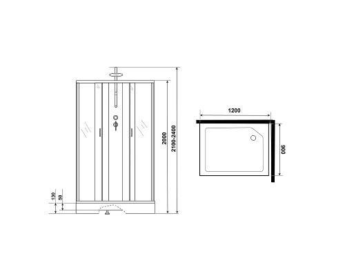 Душевая кабина Niagara Classic 120х90 NG-43295-14QBKTG с гидромассажем