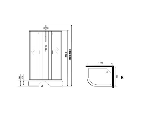 Душевая кабина Niagara Classic 130х90 R NG-33394-14RBKTG с гидромассажем