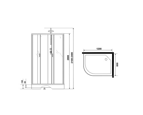 Душевая кабина Niagara Classic 120х80 R NG-3512-14RBKT без гидромассажа
