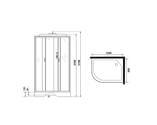 Душевая кабина Niagara Classic 120х80 R NG-3512-14RG с гидромассажем