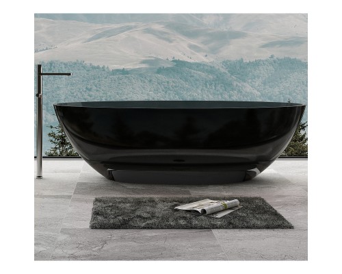 Ванна из полиэфирной смолы Abber Kristall 180х85 AT9702Onyx Черная без гидромассажа