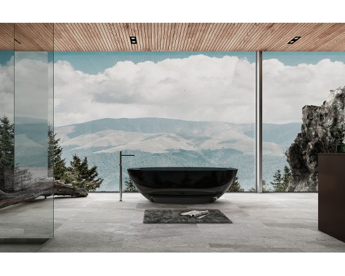 Ванна из полиэфирной смолы Abber Kristall 180х85 AT9702Onyx Черная без гидромассажа