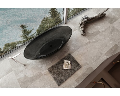 Ванна из полиэфирной смолы Abber Kristall 180х85 AT9702Onyx Черная без гидромассажа