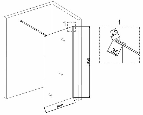 Душевая перегородка Niagara Nova 80 NG-663-80 профиль Хром стекло прозрачное