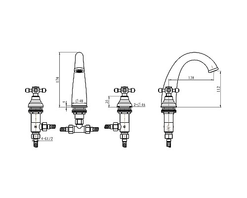 Смеситель для раковины Boheme Royal Cristal 277-Royal/CRSTBlack Хром