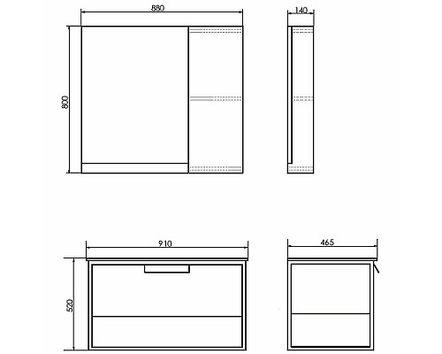 Тумба с раковиной Comforty Бонн 90 00-00011781 подвесная Дуб дымчатый