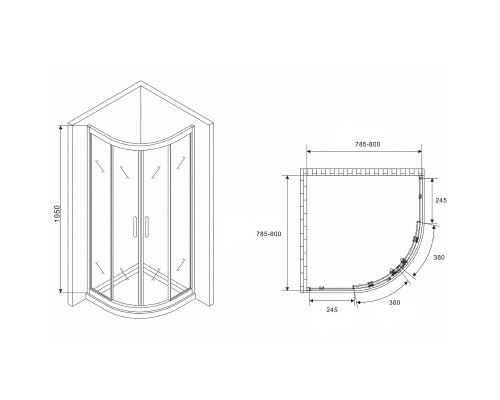 Душевой уголок Abber Schwarzer Diamant 80x80 профиль Хром стекло матовое