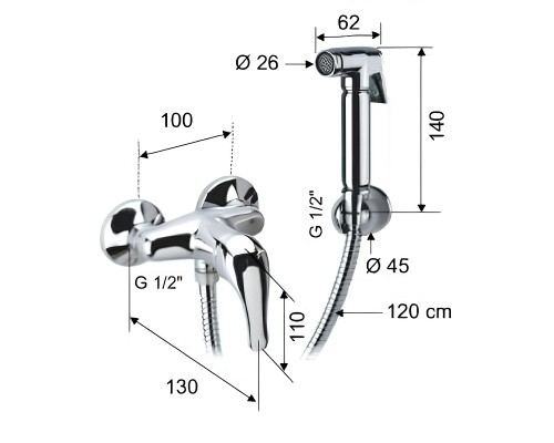 Гигиенический душ со смесителем Remer C332RELA Хром