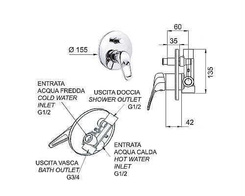 Смеситель для душа Remer Remix R09 Хром