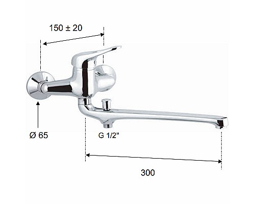 Смеситель для ванны Remer Kiss K46 универсальный Хром