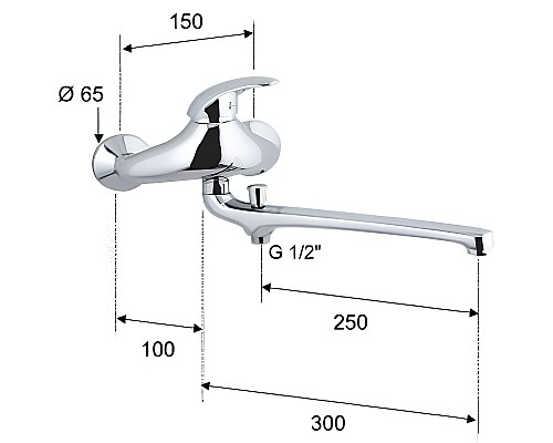Смеситель для ванны Remer Ten T46 универсальный Хром