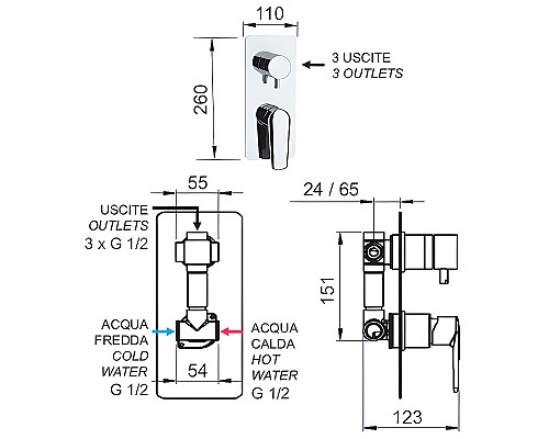 Смеситель для душа Remer Vanity V937 Хром