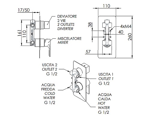 Смеситель для душа Remer Energy EY92 Хром