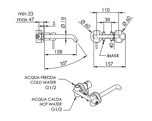 Смеситель для раковины Remer X-Style X15PNO Черный матовый