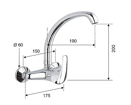 Смеситель для кухни Remer Серия 35 F432 Хром