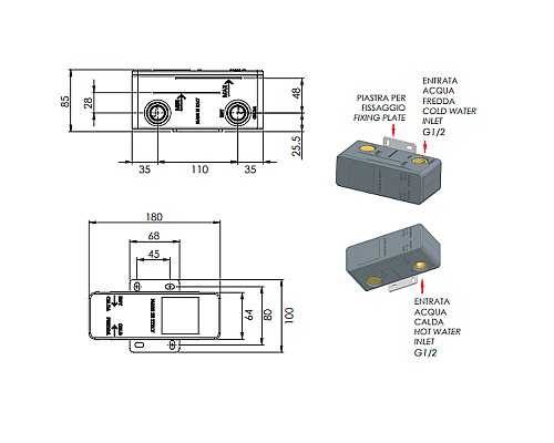 Скрытая часть для смесителя Remer RRBOX15 G 1/2