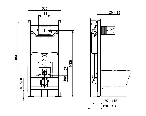 Комплект унитаза с инсталляцией Ideal Standard I.Life B I001401 с сиденьем Микролифт