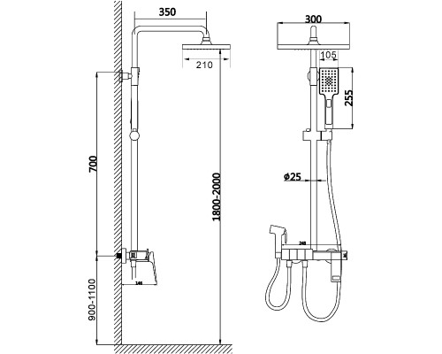 Душевая система Black&White Universe UK5012MG 5012MG Gun Metal