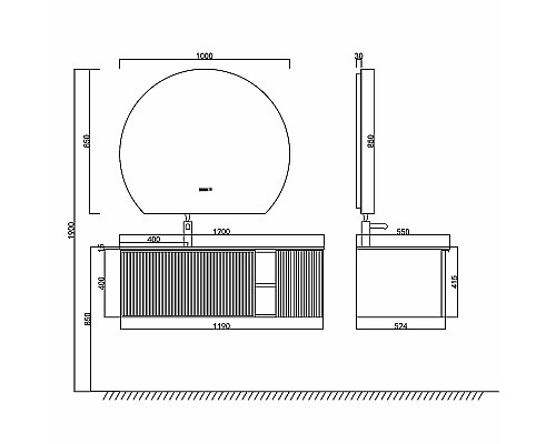 Тумба с раковиной Orans BC-9013-1200L 120 90131200L подвесная Matt Deep Ocean