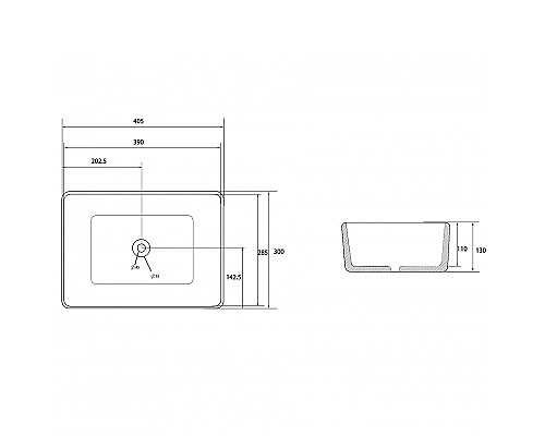 Раковина-чаша Abber Rechteck 40 AC2213MB Черная матовая