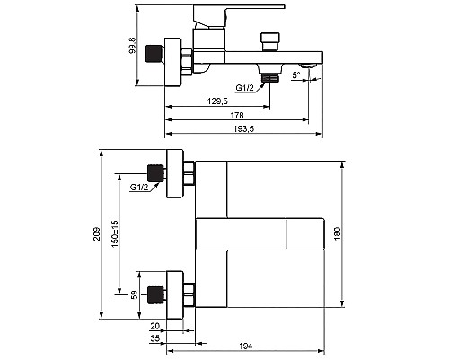 Смеситель для ванны Damixa Gala 531000000 Хром