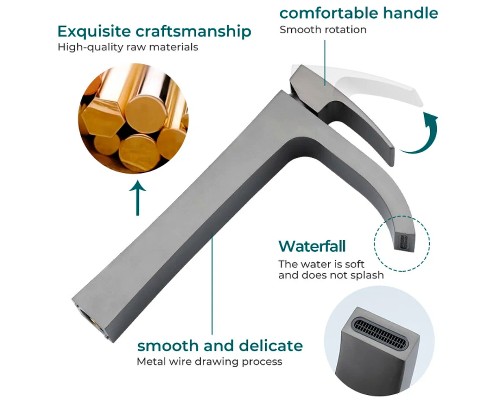 Смеситель для раковины Gappo G07-9 G1007-89 Оружейная сталь